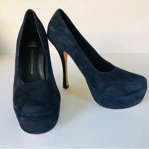 Elegant Navy Suede Platform Heels